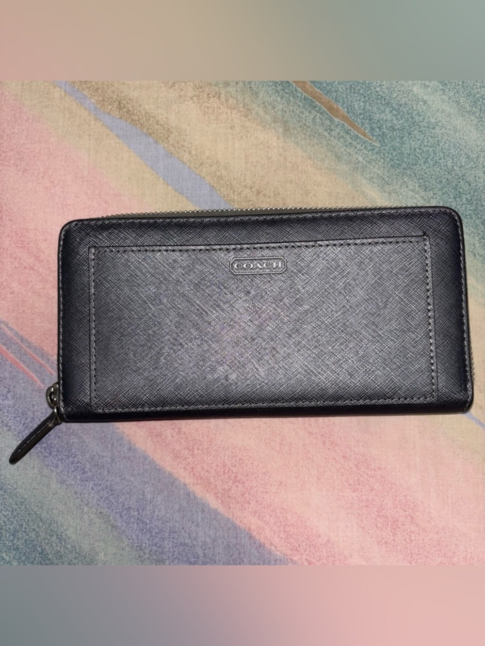 Coach Darcy Leather Accordion Wallet Gray